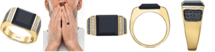 EFFY Collection EFFY&reg; Men's Black Agate & Diamond (5/8 ct. t.w.) Ring in 14k Gold